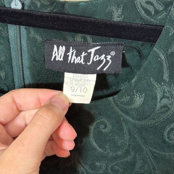 Vintage 90s All That Jazz Green Velvet Brocade Mini Dress Size 9/10 Y2K Grunge - Picture 4 of 7